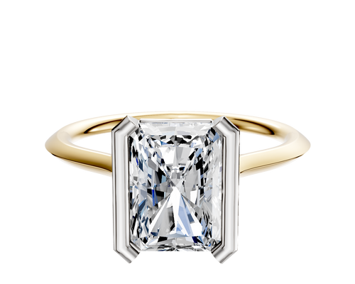 14K Two Tone Bezel Half Bezel North/South Cathedral Knife Edge 1.5mm Engagement Ring