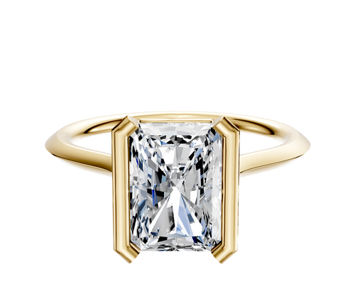 18K Yellow Gold Bezel Half Bezel North/South Cathedral Knife Edge 1.5mm Engagement Ring