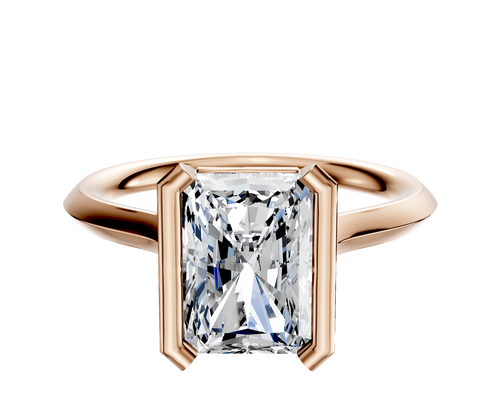 14K Rose Gold Bezel Half Bezel North/South Cathedral Knife Edge 2.0mm Engagement Ring