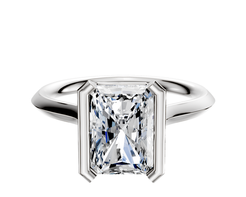 14K White Gold Bezel Half Bezel North/South Cathedral Knife Edge 2.0mm Engagement Ring