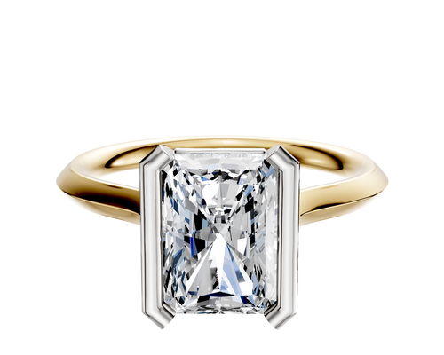 14K Two Tone Bezel Half Bezel North/South Cathedral Knife Edge 2.0mm Engagement Ring