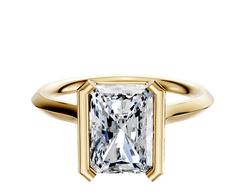 18K Yellow Gold Bezel Half Bezel North/South Cathedral Knife Edge 2.0mm Engagement Ring