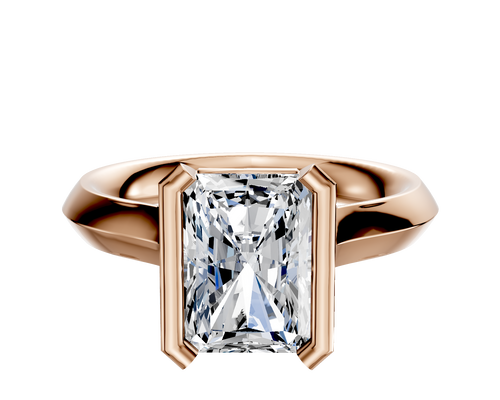 18K Rose Gold Bezel Half Bezel North/South Cathedral Knife Edge 3.0mm Engagement Ring