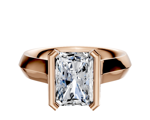 18K Rose Gold Bezel Half Bezel North/South Cathedral Knife Edge 4.0mm Engagement Ring