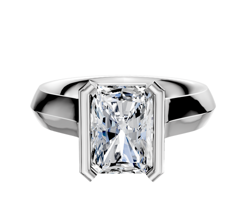 14K White Gold Bezel Half Bezel North/South Cathedral Knife Edge 4.0mm Engagement Ring