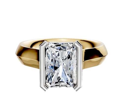 18K Two Tone Bezel Half Bezel North/South Cathedral Knife Edge 4.0mm Engagement Ring