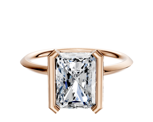 18K Rose Gold Bezel Half Bezel North/South Classic Knife Edge 1.5mm Engagement Ring