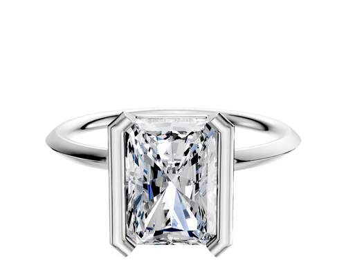 14K White Gold Bezel Half Bezel North/South Classic Knife Edge 1.5mm Engagement Ring