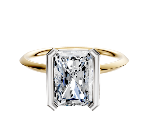 14K Two Tone Bezel Half Bezel North/South Classic Knife Edge 1.5mm Engagement Ring