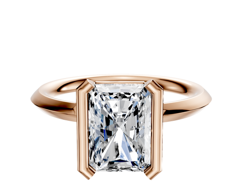 18K Rose Gold Bezel Half Bezel North/South Classic Knife Edge 2.0mm Engagement Ring