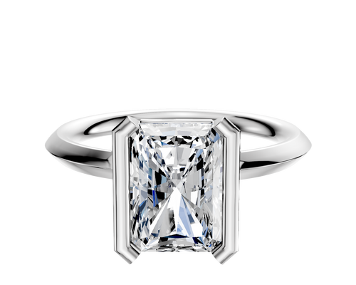 14K White Gold Bezel Half Bezel North/South Classic Knife Edge 2.0mm Engagement Ring