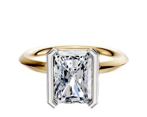 14K Two Tone Bezel Half Bezel North/South Classic Knife Edge 2.0mm Engagement Ring