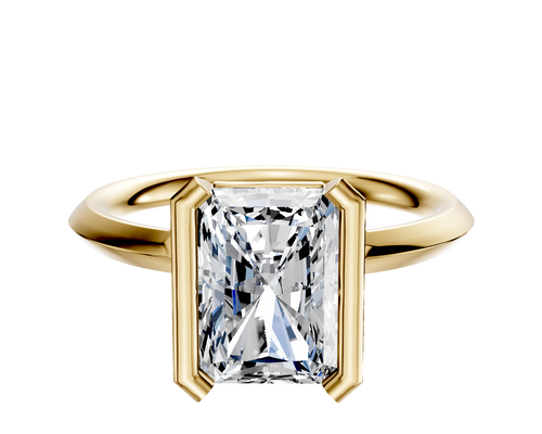14K Yellow Gold Bezel Half Bezel North/South Classic Knife Edge 2.0mm Engagement Ring