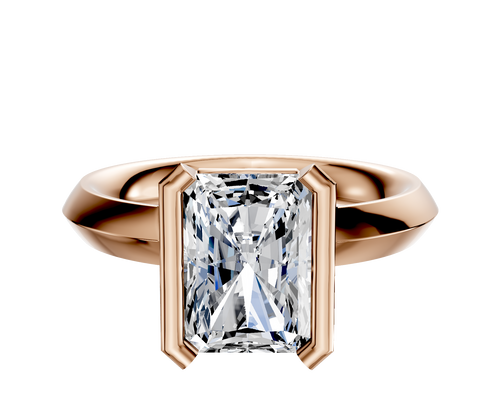 18K Rose Gold Bezel Half Bezel North/South Classic Knife Edge 3.0mm Engagement Ring