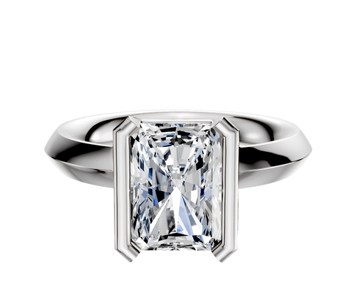 14K White Gold Bezel Half Bezel North/South Classic Knife Edge 3.0mm Engagement Ring