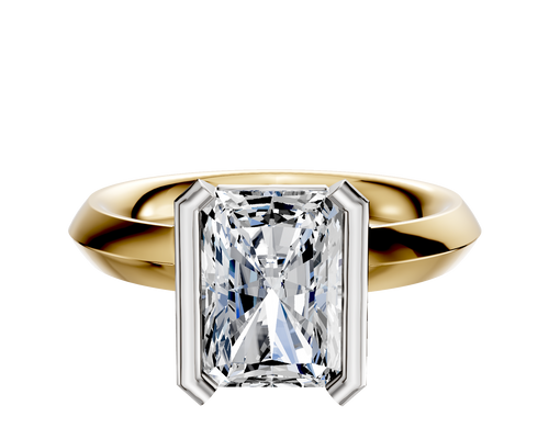 18K Two Tone Bezel Half Bezel North/South Classic Knife Edge 3.0mm Engagement Ring
