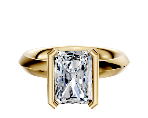 18K Yellow Gold Bezel Half Bezel North/South Classic Knife Edge 3.0mm Engagement Ring