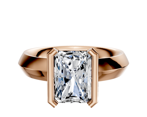 18K Rose Gold Bezel Half Bezel North/South Classic Knife Edge 4.0mm Engagement Ring