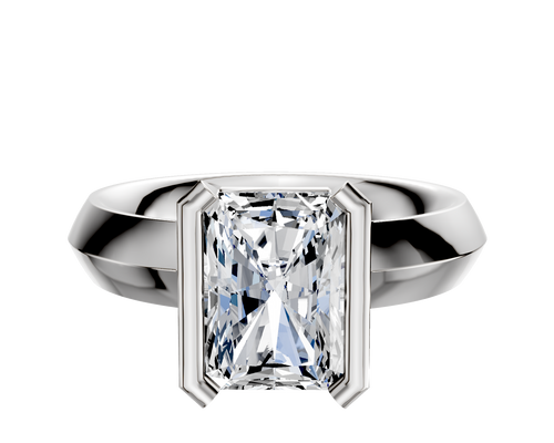 14K White Gold Bezel Half Bezel North/South Classic Knife Edge 4.0mm Engagement Ring