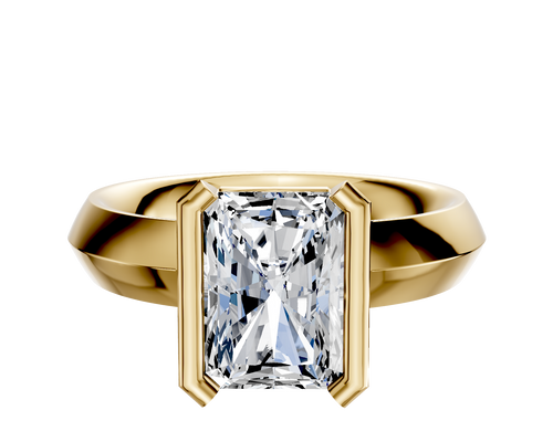 18K Yellow Gold Bezel Half Bezel North/South Classic Knife Edge 4.0mm Engagement Ring