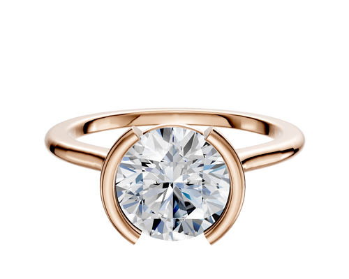 14K Rose Gold Bezel Half Bezel North/South Cathedral Dome 1.5mm Engagement Ring
