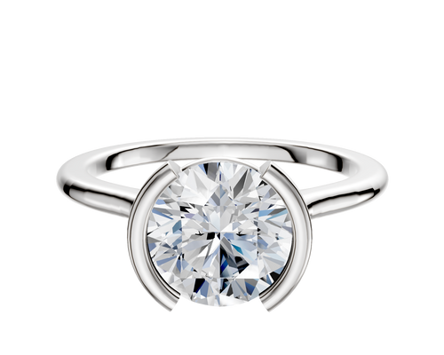 Platinum Bezel Half Bezel North/South Cathedral Dome 1.5mm Engagement Ring