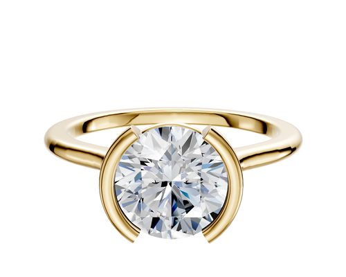 14K Yellow Gold Bezel Half Bezel North/South Cathedral Dome 1.5mm Engagement Ring