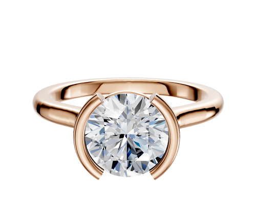 18K Rose Gold Bezel Half Bezel North/South Cathedral Dome 2.0mm Engagement Ring