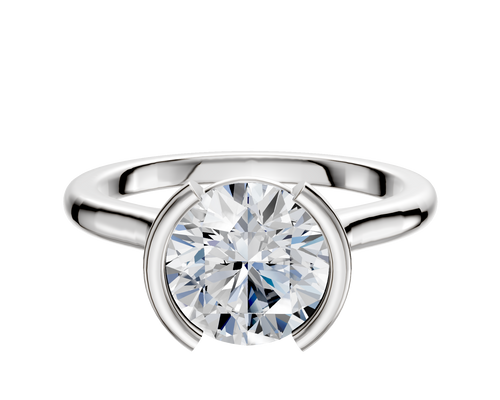 18K White Gold Bezel Half Bezel North/South Cathedral Dome 2.0mm Engagement Ring