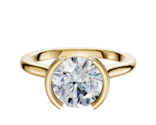 14K Yellow Gold Bezel Half Bezel North/South Cathedral Dome 2.0mm Engagement Ring