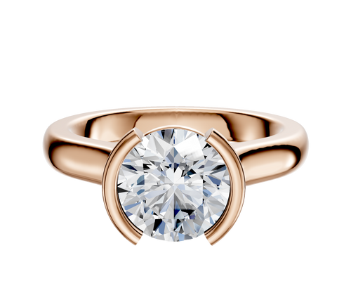 18K Rose Gold Bezel Half Bezel North/South Cathedral Dome 3.0mm Engagement Ring