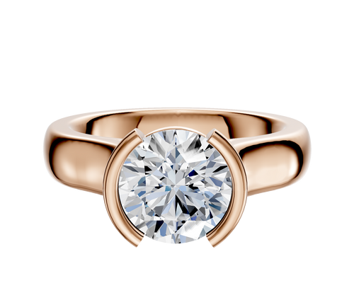 18K Rose Gold Bezel Half Bezel North/South Cathedral Dome 4.0mm Engagement Ring