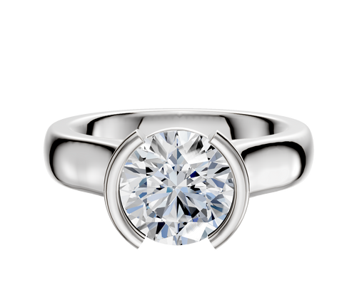18K White Gold Bezel Half Bezel North/South Cathedral Dome 4.0mm Engagement Ring