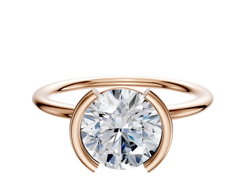 14K Rose Gold Bezel Half Bezel North/South Classic Dome 1.5mm Engagement Ring