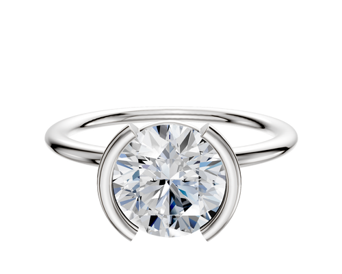 14K White Gold Bezel Half Bezel North/South Classic Dome 1.5mm Engagement Ring