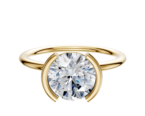 18K Yellow Gold Bezel Half Bezel North/South Classic Dome 1.5mm Engagement Ring