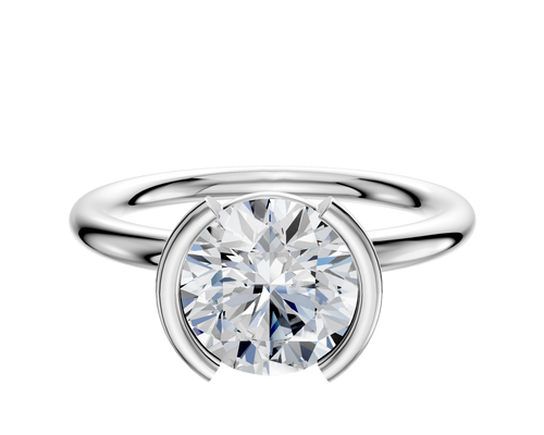 18K White Gold Bezel Half Bezel North/South Classic Dome 2.0mm Engagement Ring