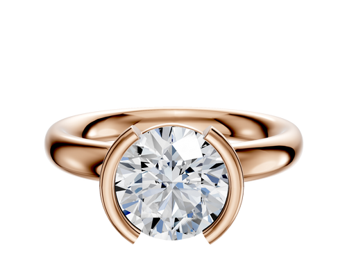 14K Rose Gold Bezel Half Bezel North/South Classic Dome 3.0mm Engagement Ring
