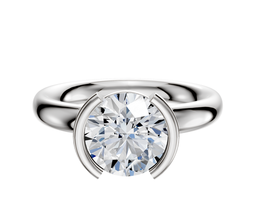 Platinum Bezel Half Bezel North/South Classic Dome 3.0mm Engagement Ring