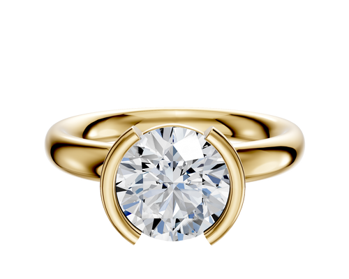 14K Yellow Gold Bezel Half Bezel North/South Classic Dome 3.0mm Engagement Ring