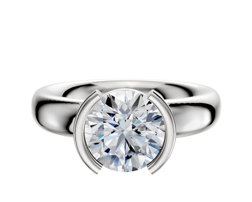 Platinum Bezel Half Bezel North/South Classic Dome 4.0mm Engagement Ring