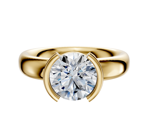 14K Yellow Gold Bezel Half Bezel North/South Classic Dome 4.0mm Engagement Ring