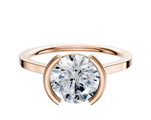 14K Rose Gold Bezel Half Bezel North/South Cathedral Flat 1.5mm Engagement Ring