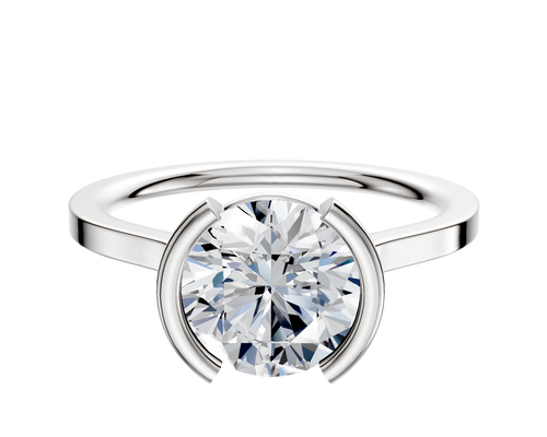 Platinum Bezel Half Bezel North/South Cathedral Flat 1.5mm Engagement Ring