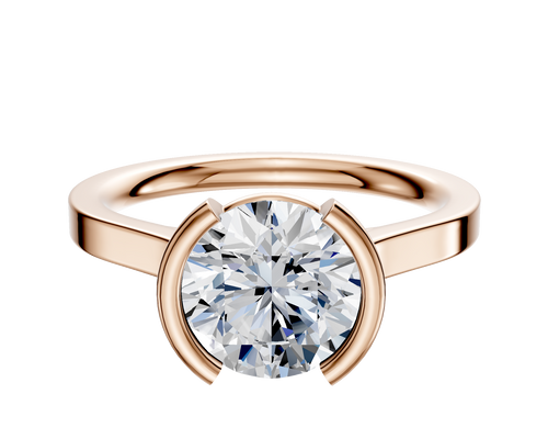 18K Rose Gold Bezel Half Bezel North/South Cathedral Flat 2.0mm Engagement Ring