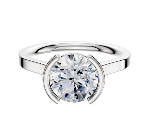 Platinum Bezel Half Bezel North/South Cathedral Flat 2.0mm Engagement Ring