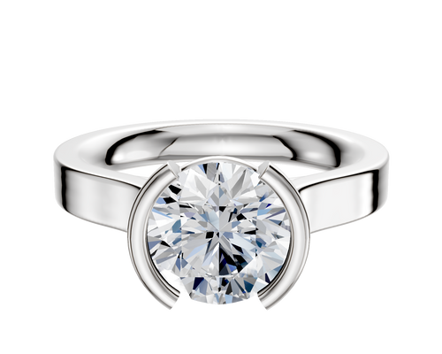 18K White Gold Bezel Half Bezel North/South Cathedral Flat 3.0mm Engagement Ring