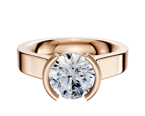 18K Rose Gold Bezel Half Bezel North/South Cathedral Flat 4.0mm Engagement Ring