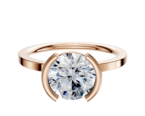 18K Rose Gold Bezel Half Bezel North/South Classic Flat 1.5mm Engagement Ring