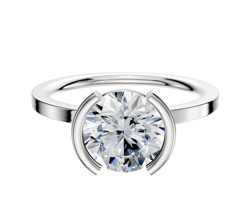 Platinum Bezel Half Bezel North/South Classic Flat 1.5mm Engagement Ring